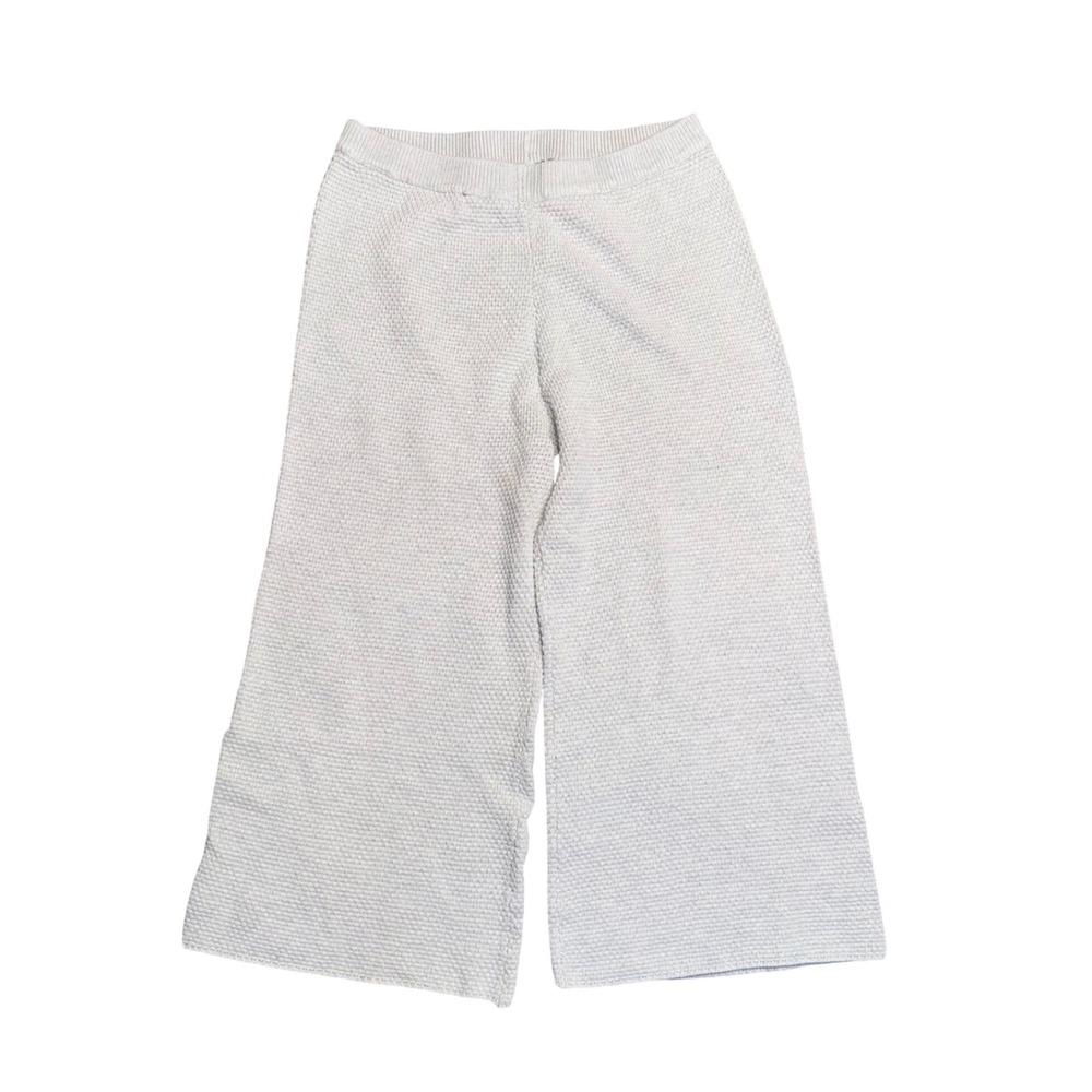 Free People Hailee Waffle Knit Pant Women Large Grey Excellent Wide Leg Textured